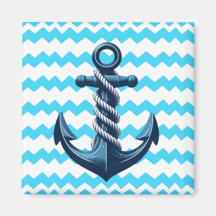 Imã Âncora azul com ondas azuis