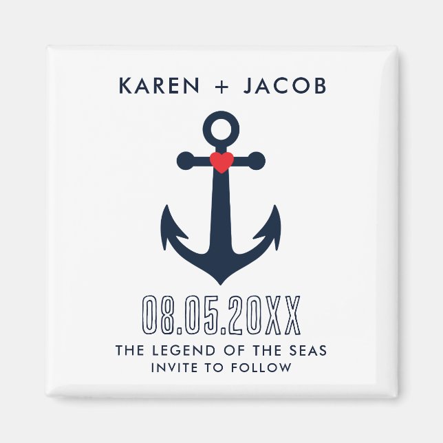 Imã Âncora de Casamento de Navio de Cruzeiro Salvar a  (Frente)