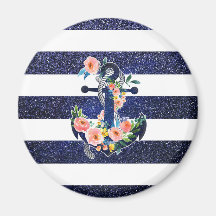 Âncora floral sobre fundo listrado