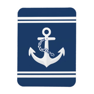 Ímã Âncora Náutica Vela Barco Branco Azul Marinho