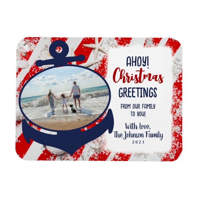 Ímã Ancoragem Náutica Vermelha, Branca e Azul - Natal (Horizontal)