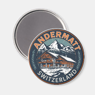 Imã ANDERMATT Vintage esqui Suíça Alpes Suíços present