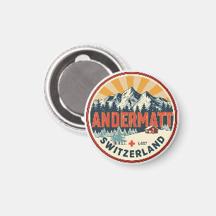 Imã ANDERMATT Vintage esqui Suíça Alpes Suíços present