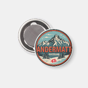 Imã ANDERMATT Vintage esqui Suíça Alpes Suíços present