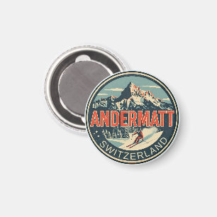 Imã ANDERMATT Vintage esqui Suíça Alpes Suíços present