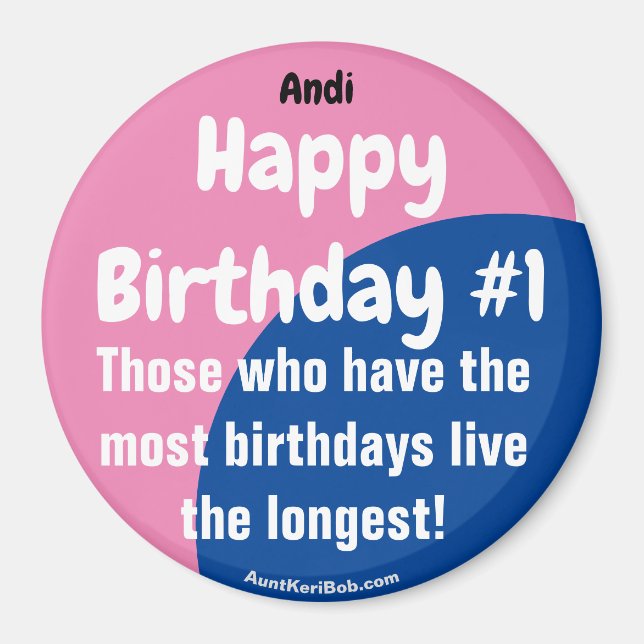 Imã Andi Happy Birthday #1 Girl Magnet (Frente)