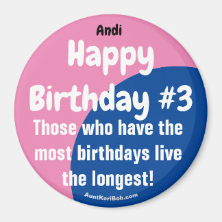 Imã Andi Happy Birthday #3 Girl Magnet