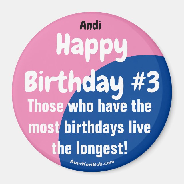 Imã Andi Happy Birthday #3 Girl Magnet (Frente)