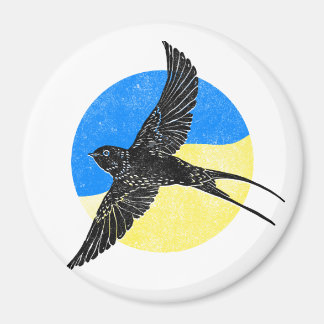 Imã Andorinha sobre Azul e Amarelo, design Ucraniano