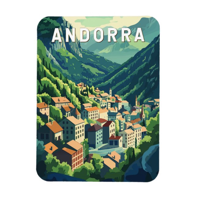 Ímã Andorra Viagem Arte Vintage (Vertical)