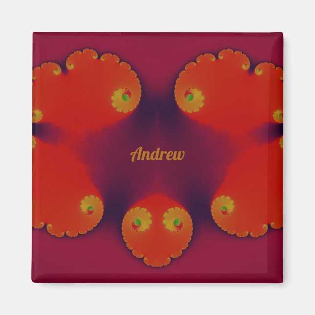 Imã ANDREW ~ Padrões vermelho azul e amarelo do escarl (Frente)