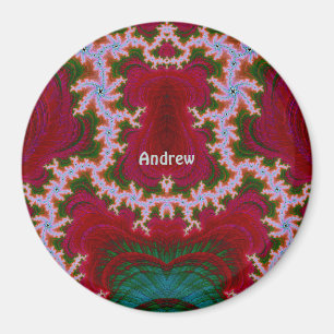 Imã ANDREW ~ Sombras de Branco, Verde, Natal Vermelho