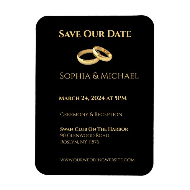 Ímã Anéis de Casamento Dourado e Negro- (Vertical)