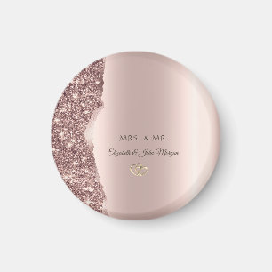 Imã Aneis de Ouro com Brilho em Dourado Rosa Elegante