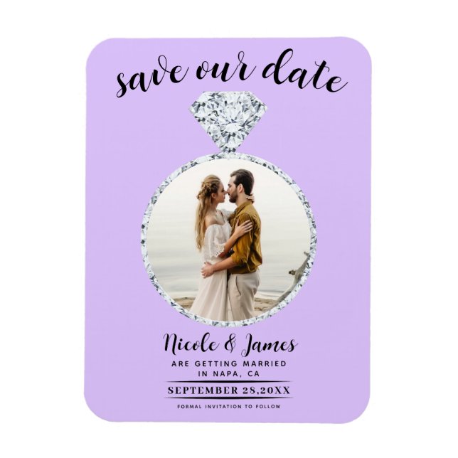 Ímã Anel de Diamante Lavanda Pastel Brilho Salve a Dat (Vertical)