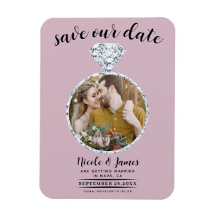 Ímã Anel de Diamante Rosa Poeira com Brilho para Save