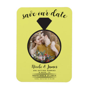 Ímã Anel de Noiva Chartreuse Foto Save the Date