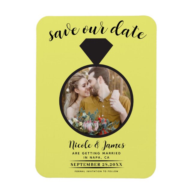Ímã Anel de Noiva Chartreuse Foto Save the Date (Vertical)
