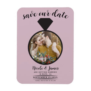 Ímã Anel de Noiva Rosa Poeirento Foto Save the Date