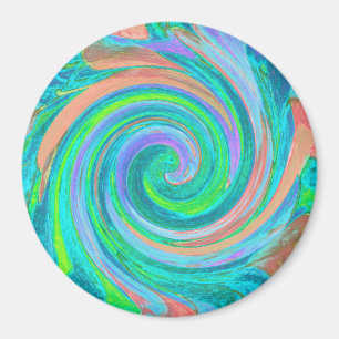 Imã Anel legal Retro Aquamarine e Coral de Arte Líqui