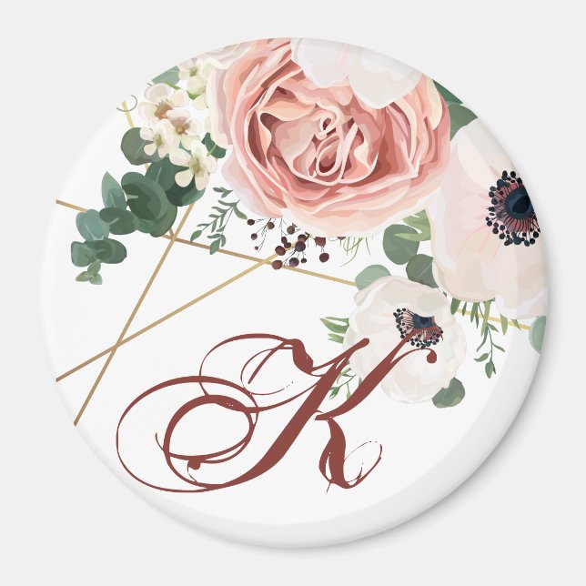 Imã Anêmona Rosa Geométrica do Magnet Personalizada (Frente)