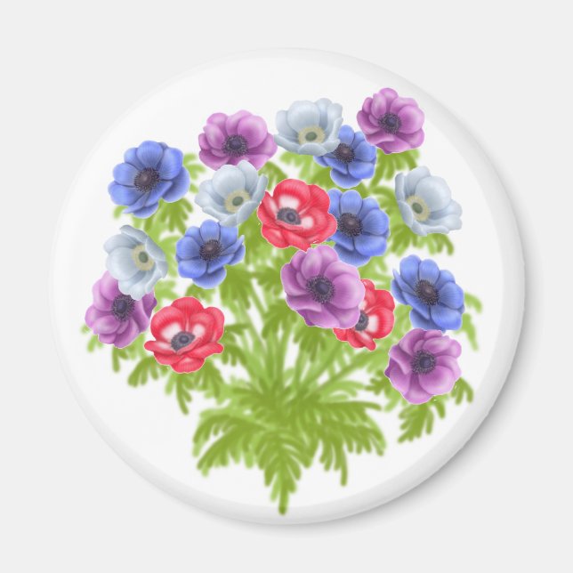 Imã Anemone de Caen Garden Flowers Magnet (Frente)