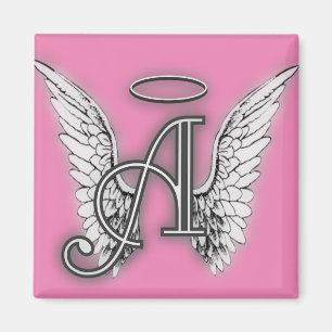 Imã Angel Alphabet A Inicial Últimas Asas Halo
