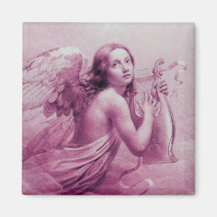 Imã ANGEL BRINCANDO LYRA SOBRE AS NUVENS DE rosa
