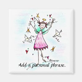 Imã Angel no Red Gown tem um esboço da Dove de Coraçõe