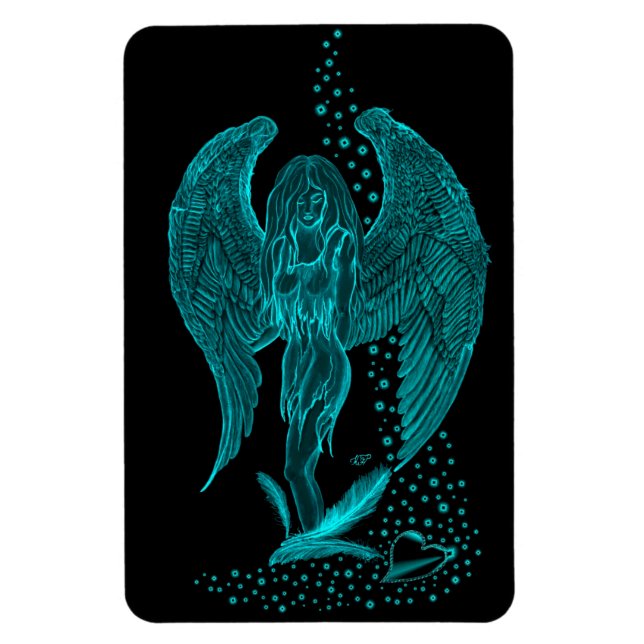 Ímã Angel perdeu no Love, Design preto e verde (Vertical)