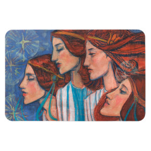 Ímã Angels Art Nouveau Ginger Auburn Red Hair Mulheres