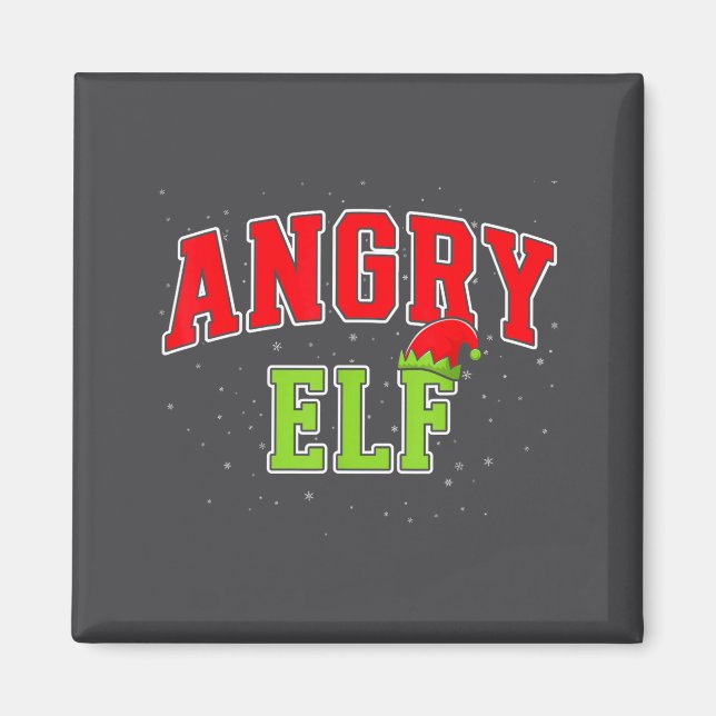 Imã Angry Elf Christmas Family Matching Group Xmas  (Frente)