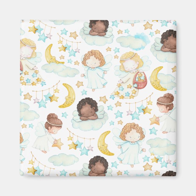 Imã Ângulos Adoráveis e Estrelas - Arte de Aquarela (Frente)