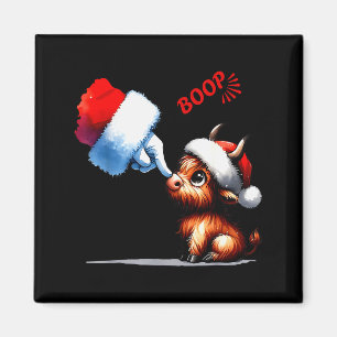 Imã Anim Boop Natal Vaca Highland Papai Noel Fazendeir