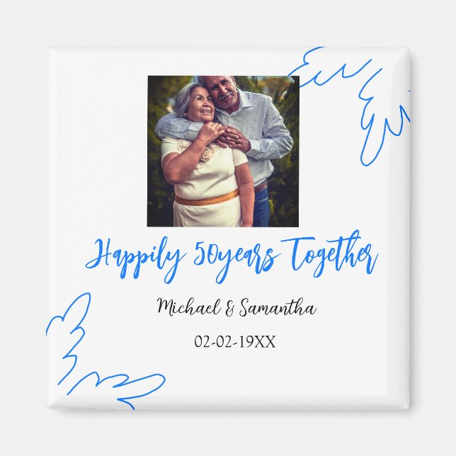 Imã anima o nome da foto azul de folha de 50 anos (Frente)