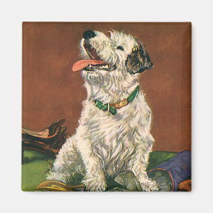 Imã Animais Antigos, Cachorrinho Terrier Fofo Roendo S