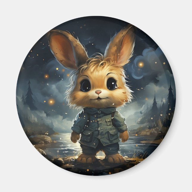 Imã Animais bonitos sob o céu estrelado (Frente)