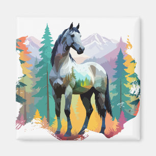 Imã Animais De Arte Do Vetor De Cavalo Na Natureza Maj