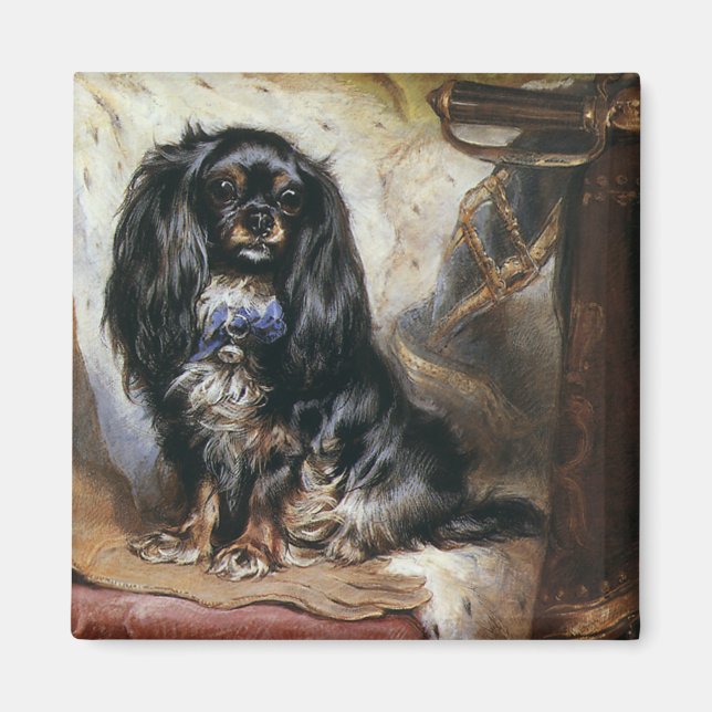 Imã Animais de Estimação Antigos, Cachorrinho Spaniel  (Frente)