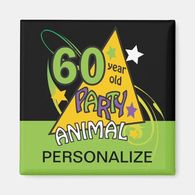 Imã Animais de festa de 60 anos - 60.o aniversário (Frente)