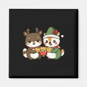 Imã Animais de Natal Engraçados Comendo Biscoitos de N