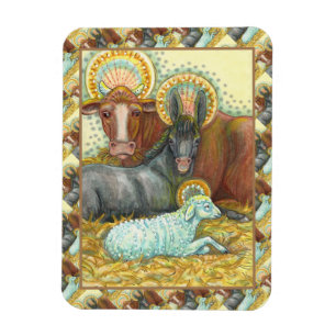 ÍMÃ ANIMAIS DE NATIVIDADE ESTÁVEIS, OX, DONKEY E OVIN