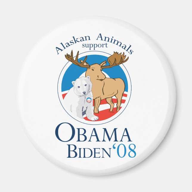 Imã Animais do Alasca para Obama Magnet (Frente)