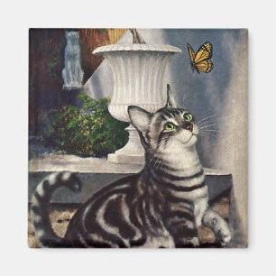 Imã Animais do vintage, gato de gato malhado bonito e