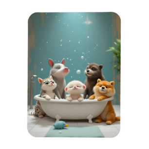 Ímã Animais engraçados na banheira
