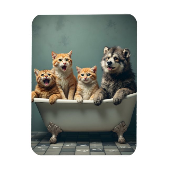 Ímã Animais engraçados na banheira (Vertical)