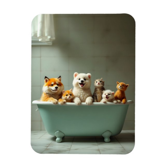 Ímã Animais engraçados na banheira (Vertical)