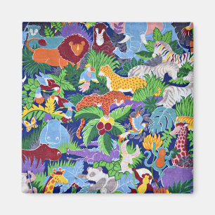 Imã Animais Safari, padrão colorido,