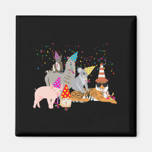 Imã Animais se divertindo Animais fofos tendo uma fest
