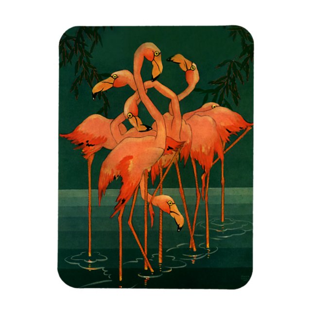 Ímã Animais Selvagens Antigos Pássaros, Flamingos Rosa (Vertical)